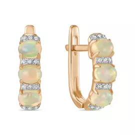 Серьги c бриллиантами и опалами