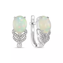 Серьги c бриллиантами и опалами