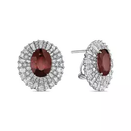 Серьги c бриллиантами и рубеллитом