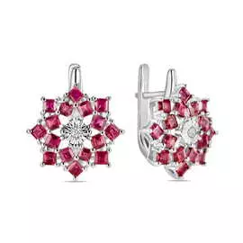 Серьги c бриллиантами и рубинами