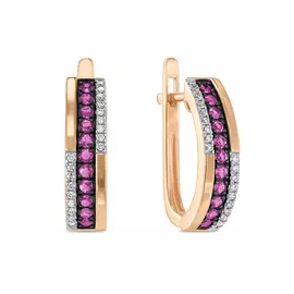 Серьги c бриллиантами и рубинами