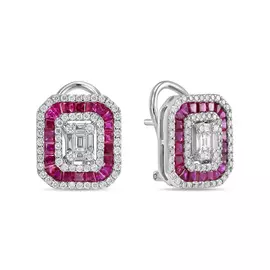 Серьги c бриллиантами и рубинами