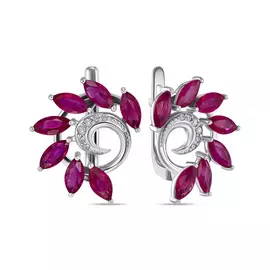 Серьги c бриллиантами и рубинами