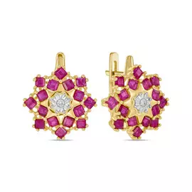 Серьги c бриллиантами и рубинами