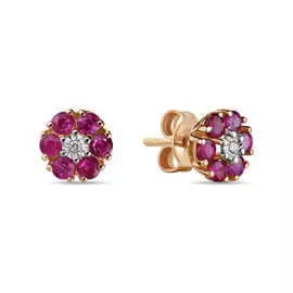 Серьги c бриллиантами и рубинами