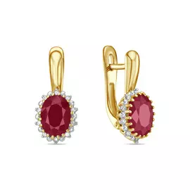 Серьги c бриллиантами и рубинами