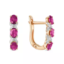 Серьги c бриллиантами и рубином