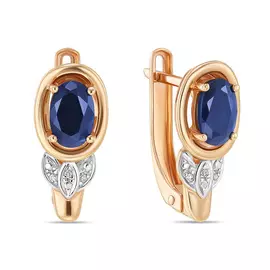 Серьги c бриллиантами и сапфир цветнойами