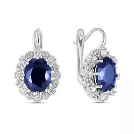 Серьги c бриллиантами и цветными сапфирами