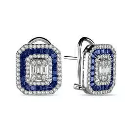 Серьги c бриллиантами и сапфирами