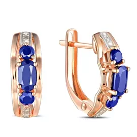 Серьги c бриллиантами и цветными сапфирами