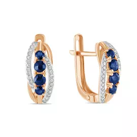 Серьги c бриллиантами и сапфирами