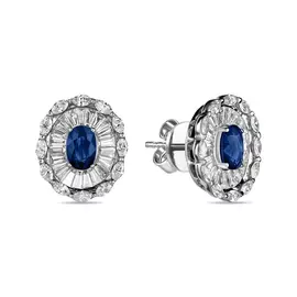 Серьги c бриллиантами и сапфирами