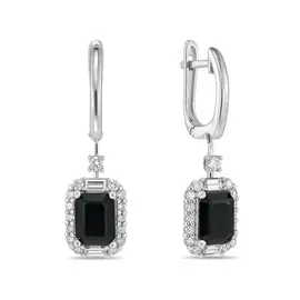 Серьги c бриллиантами и цветными сапфирами