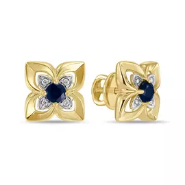 Серьги c бриллиантами и сапфирами