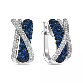 Серьги c бриллиантами и сапфирами