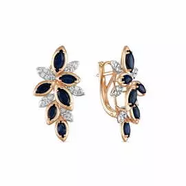 Серьги c бриллиантами и сапфирами