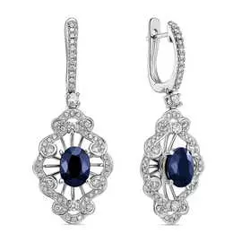 Серьги c бриллиантами и сапфирами