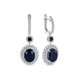 Серьги c бриллиантами и цветными сапфирами