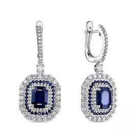 Серьги c бриллиантами и сапфирами