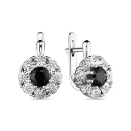 Серьги c бриллиантами и цветными сапфирами