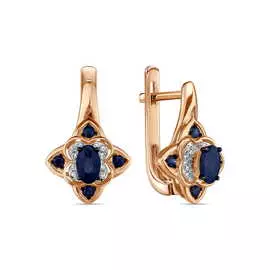 Серьги c бриллиантами и сапфирами
