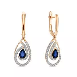 Серьги c бриллиантами и сапфирами
