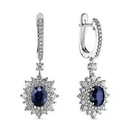 Серьги c бриллиантами и сапфирами