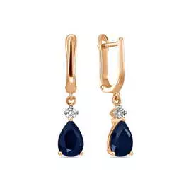 Серьги c бриллиантами и цветными сапфирами