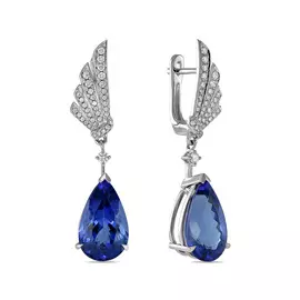 Серьги c бриллиантами и танзанитами