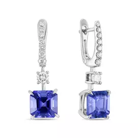 Серьги c бриллиантами и танзанитами