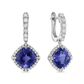 Серьги c бриллиантами и танзанитами