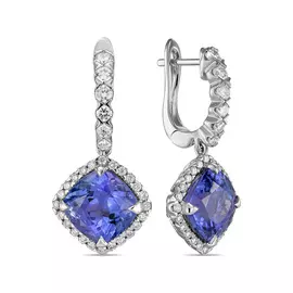 Серьги c бриллиантами и танзанитами