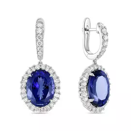 Серьги c бриллиантами и танзанитами