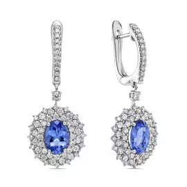 Серьги c бриллиантами и танзанитами