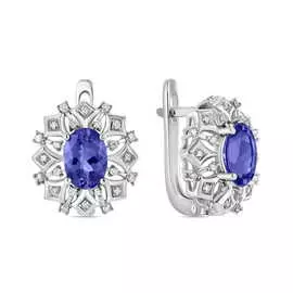 Серьги c бриллиантами и танзанитами