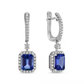 Серьги c бриллиантами и танзанитами