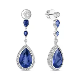 Серьги c бриллиантами и танзанитами