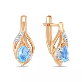 Серьги c бриллиантами и топазами