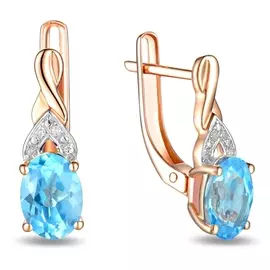 Серьги c бриллиантами и топазами