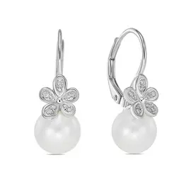 Серьги c бриллиантами и жемчугом