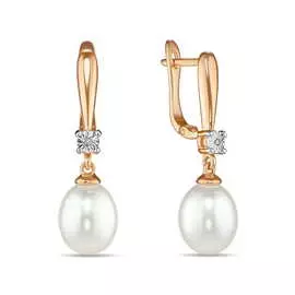Серьги c бриллиантами и жемчугом