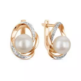 Серьги c бриллиантами и жемчугом