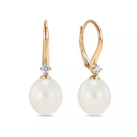 Серьги c бриллиантами и жемчугом