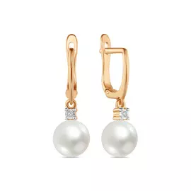 Серьги c бриллиантами и жемчугом