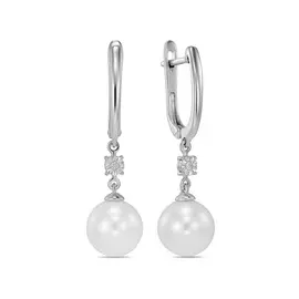 Серьги c бриллиантами и жемчугом