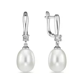 Серьги c бриллиантами и жемчугом