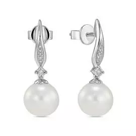 Серьги c бриллиантами и жемчугом