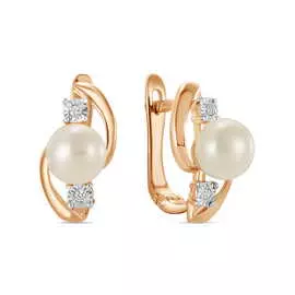 Серьги c бриллиантами и жемчугом