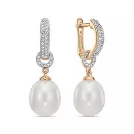 Серьги c бриллиантами и жемчугом